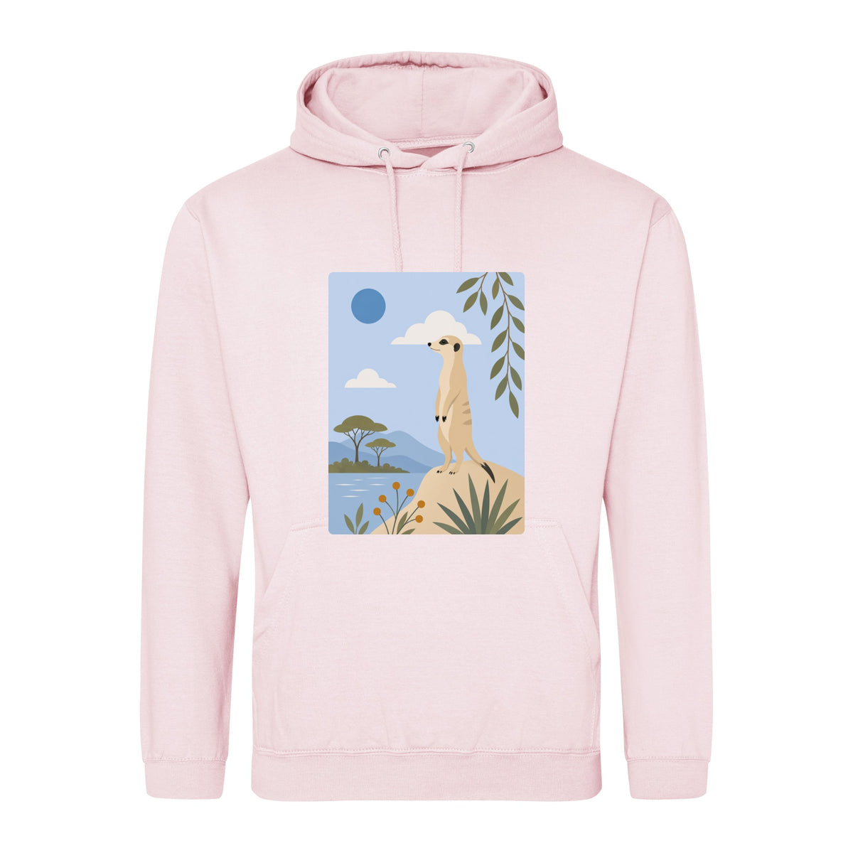 Meerkat Lookout Adult Hoodie - Wild Horizons Baby Pink colour variant image