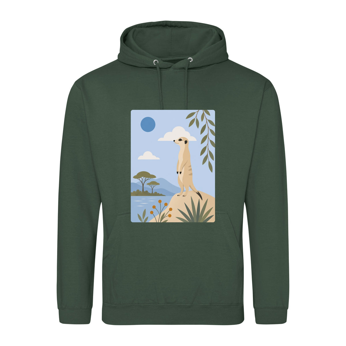 Meerkat Lookout Adult Hoodie - Wild Horizons Bottle Green colour variant image