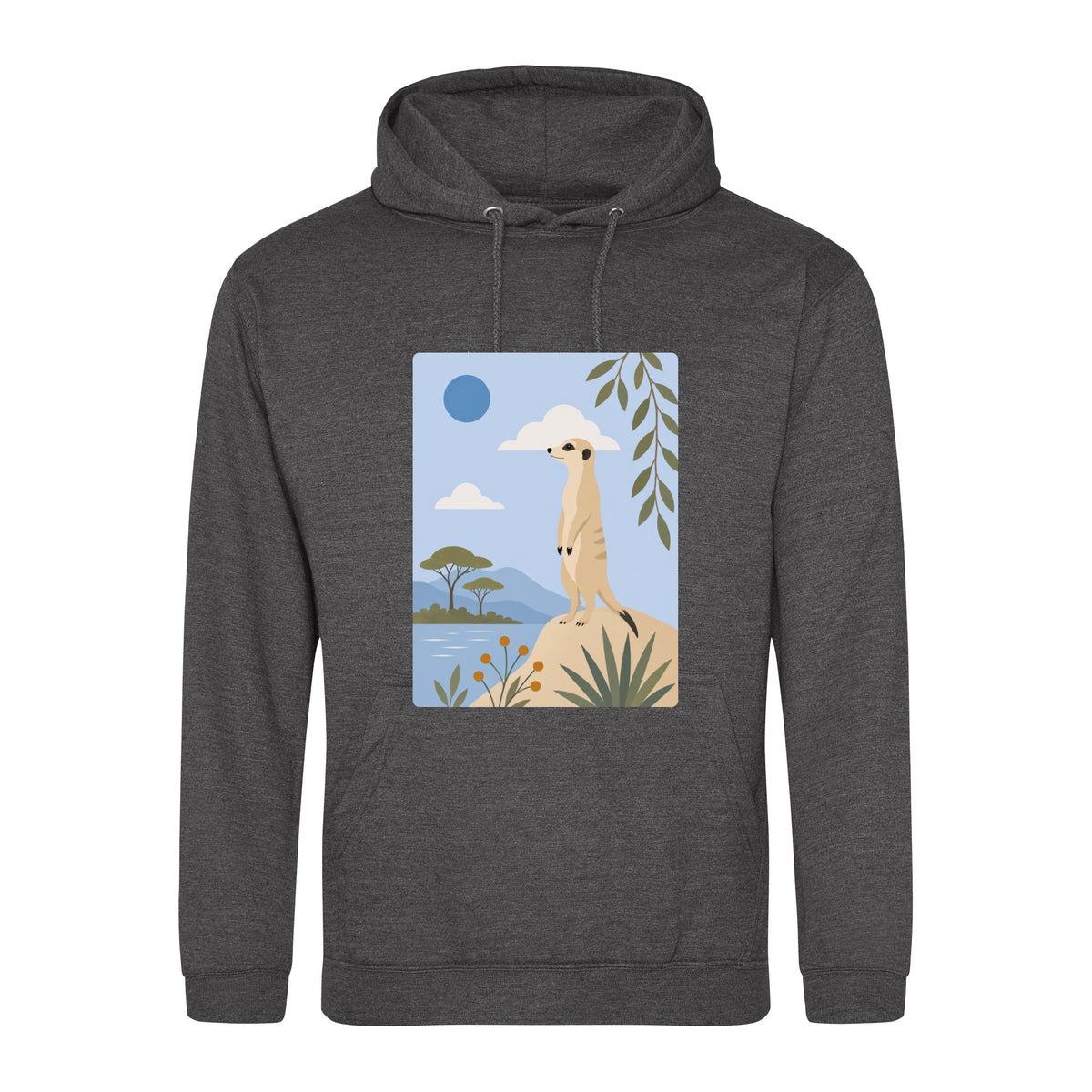 Meerkat Lookout Adult Hoodie - Wild Horizons Charcoal colour variant image