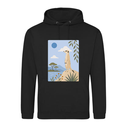 Meerkat Lookout Adult Hoodie - Wild Horizons Deep Black colour variant image