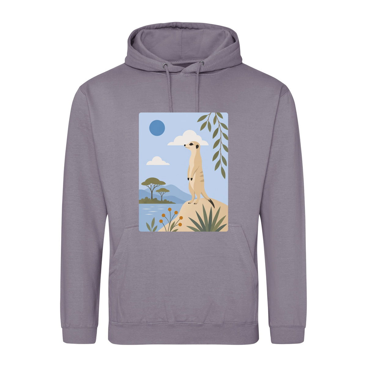 Meerkat Lookout Adult Hoodie - Wild Horizons Dusty Lilac colour variant image