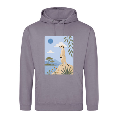 Meerkat Lookout Adult Hoodie - Wild Horizons Dusty Lilac colour variant image