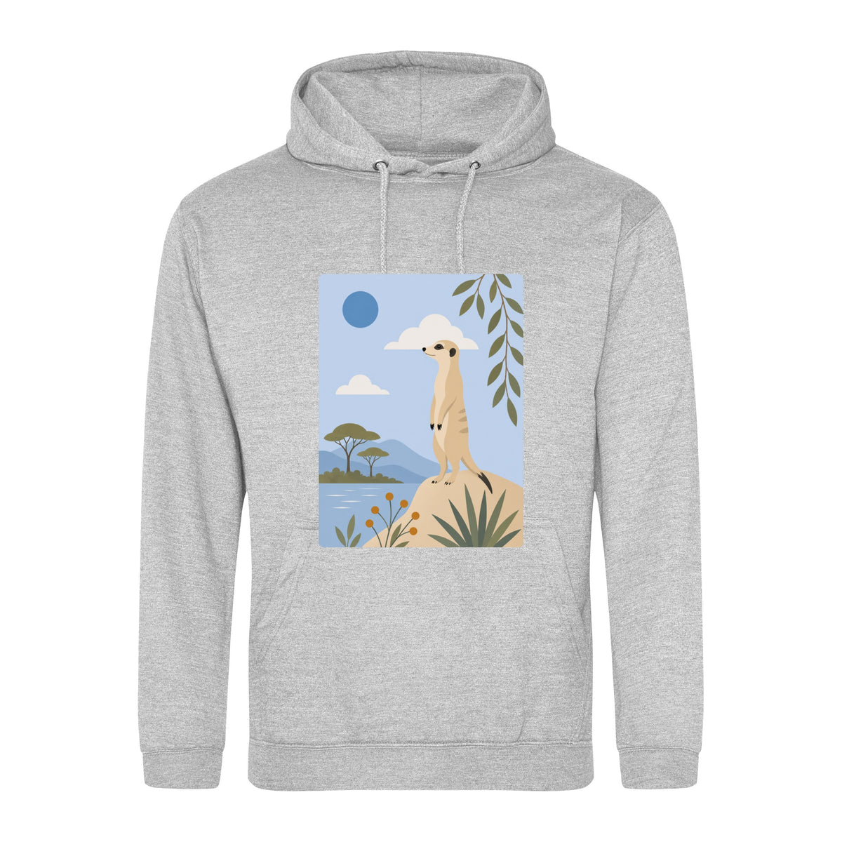 Meerkat Lookout Adult Hoodie - Wild Horizons Heather Grey colour variant image