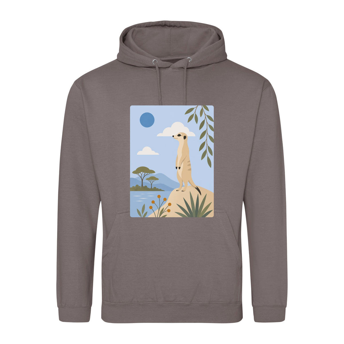 Meerkat Lookout Adult Hoodie - Wild Horizons Mocha Brown colour variant image