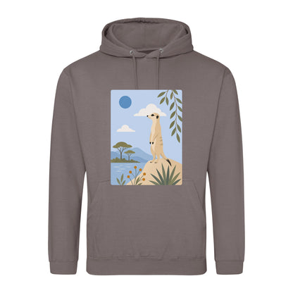 Meerkat Lookout Adult Hoodie - Wild Horizons Mocha Brown colour variant image