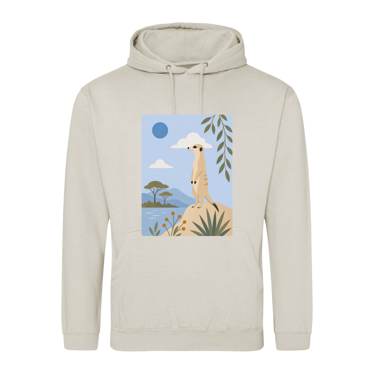 Meerkat Lookout Adult Hoodie - Wild Horizons Natural Stone colour variant image