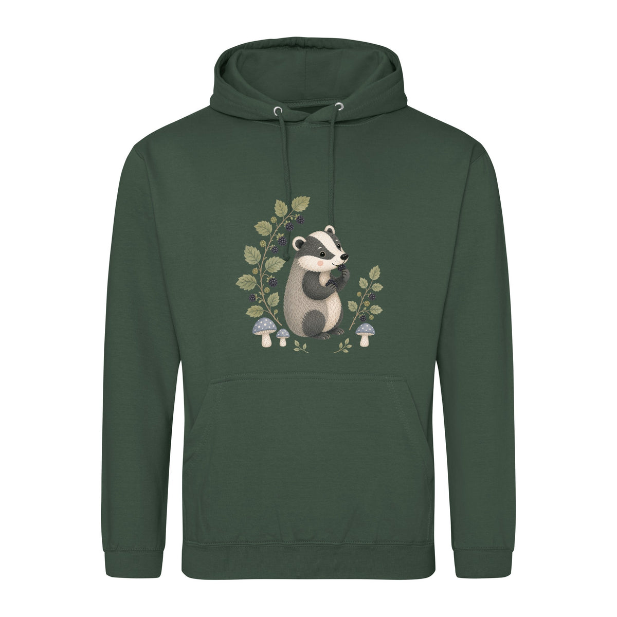 Badger's Blackberry Adult Hoodie - Once Upon a Woodland Bottle Green colour variant image
