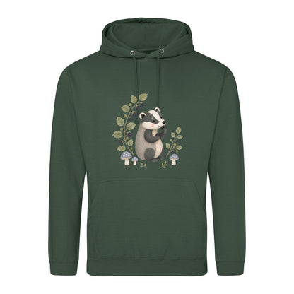 Badger's Blackberry Adult Hoodie - Once Upon a Woodland Bottle Green colour variant image
