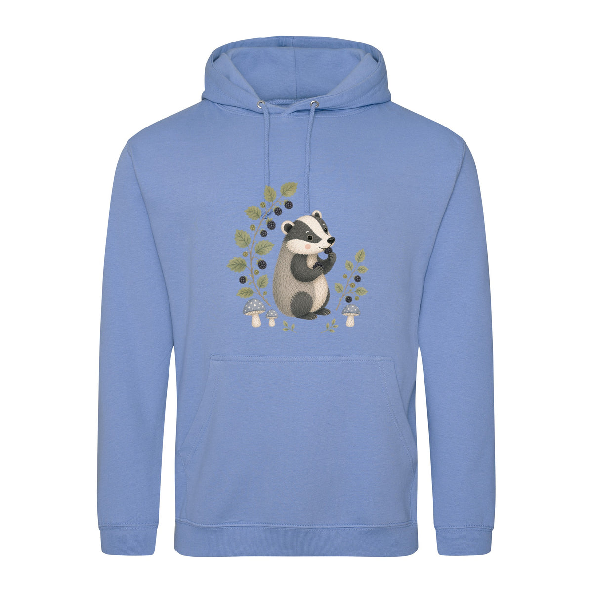 Badger's Blackberry Adult Hoodie - Once Upon a Woodland Cornflower Blue colour variant image
