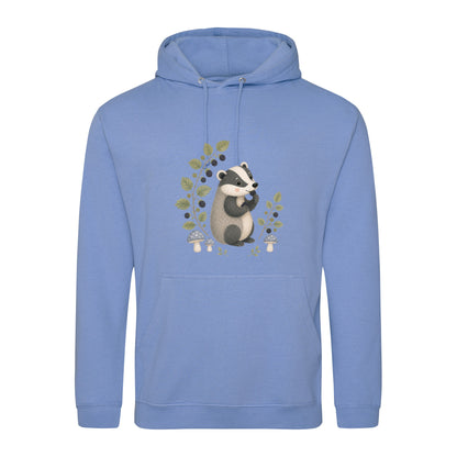 Badger's Blackberry Adult Hoodie - Once Upon a Woodland Cornflower Blue colour variant image