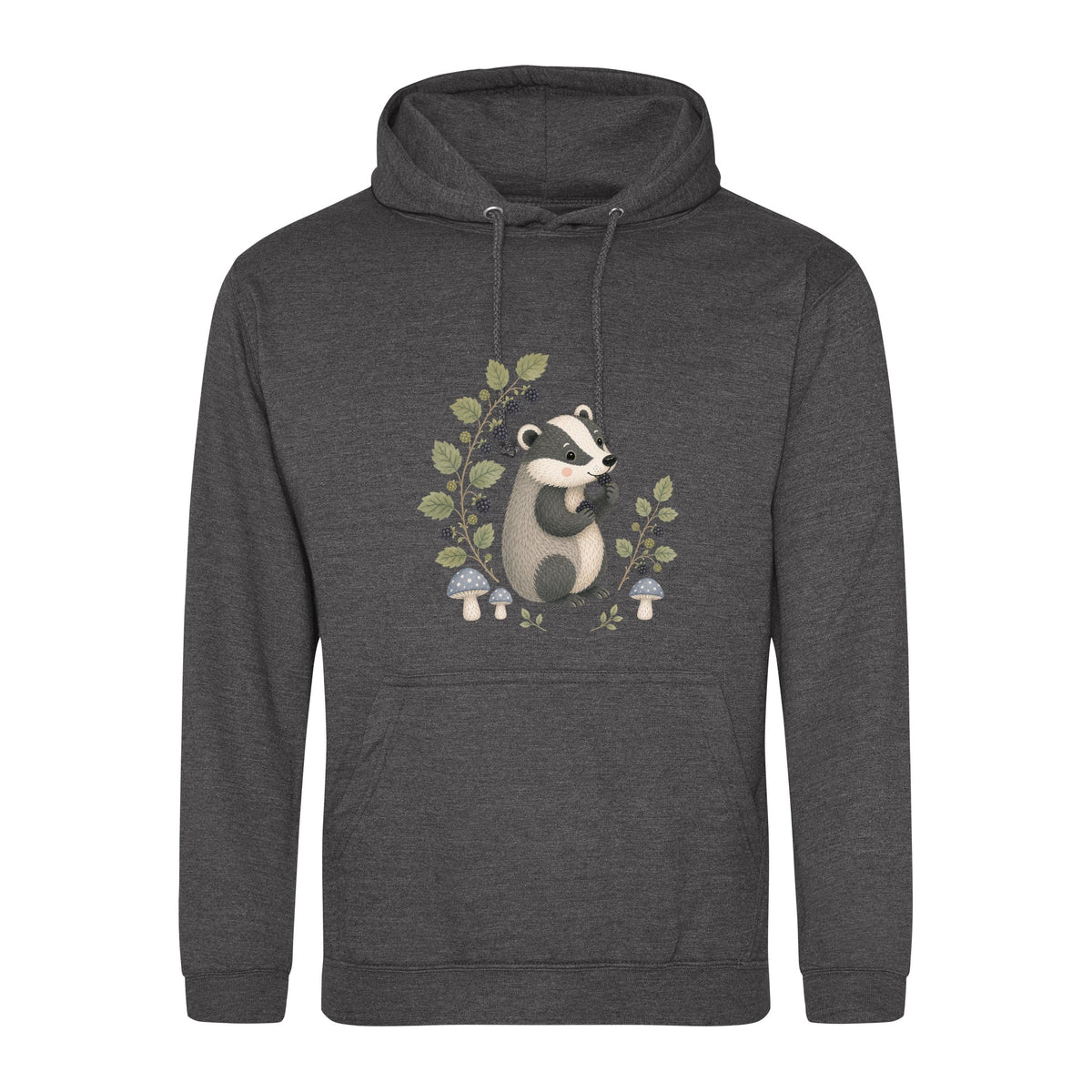 Badger's Blackberry Adult Hoodie - Once Upon a Woodland Charcoal colour variant image