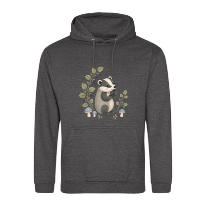 Badger's Blackberry Adult Hoodie - Once Upon a Woodland Charcoal colour variant image