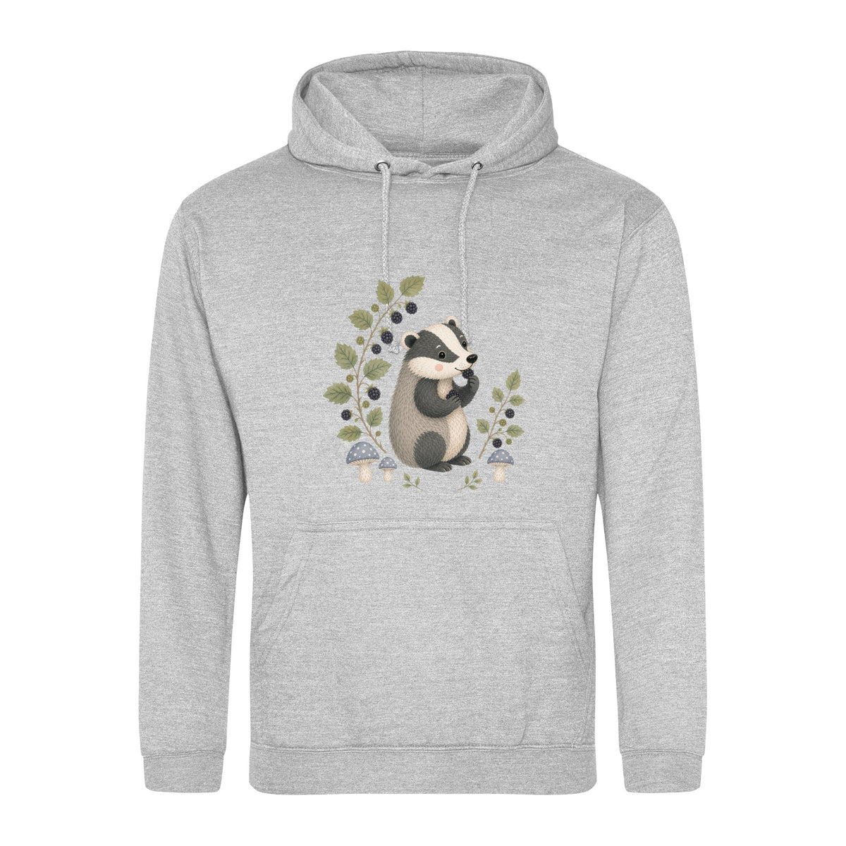 Badger's Blackberry Adult Hoodie - Once Upon a Woodland Heather Grey colour variant image