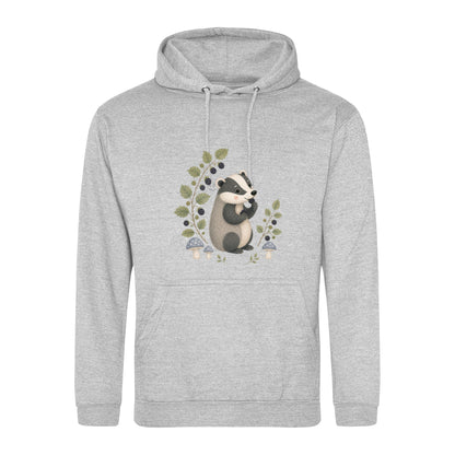 Badger's Blackberry Adult Hoodie - Once Upon a Woodland Heather Grey colour variant image