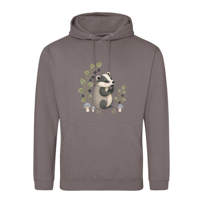 Badger's Blackberry Adult Hoodie - Once Upon a Woodland Mocha Brown colour variant image