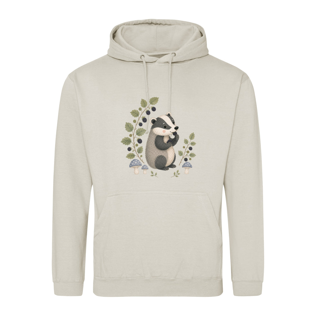 Badger's Blackberry Adult Hoodie - Once Upon a Woodland Natural Stone colour variant image