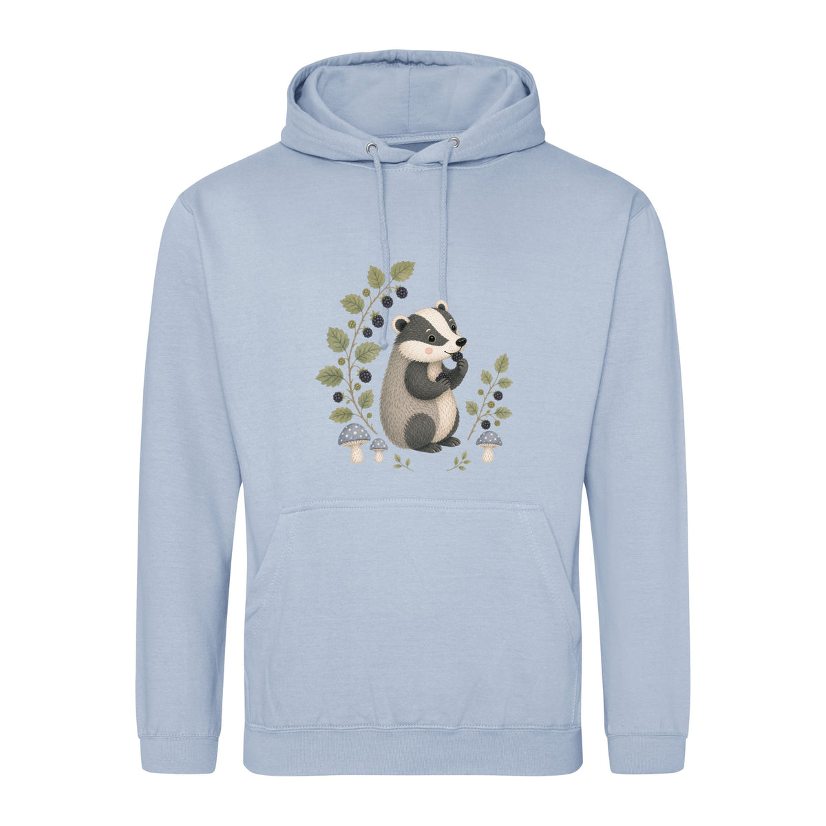Badger's Blackberry Adult Hoodie - Once Upon a Woodland Sky Blue colour variant image