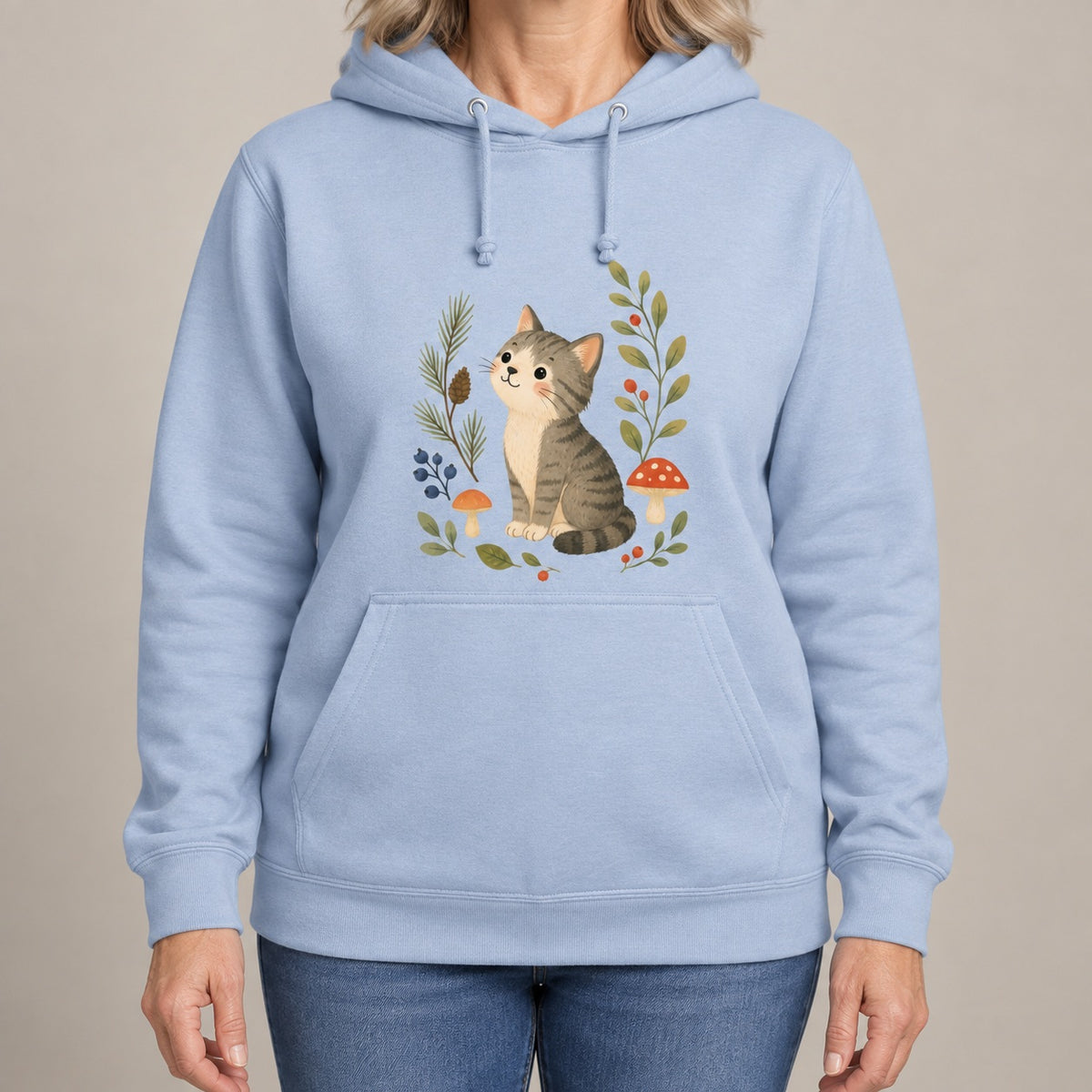 Kitten in the Pines Adult Hoodie - Once Upon a Woodland lead image
