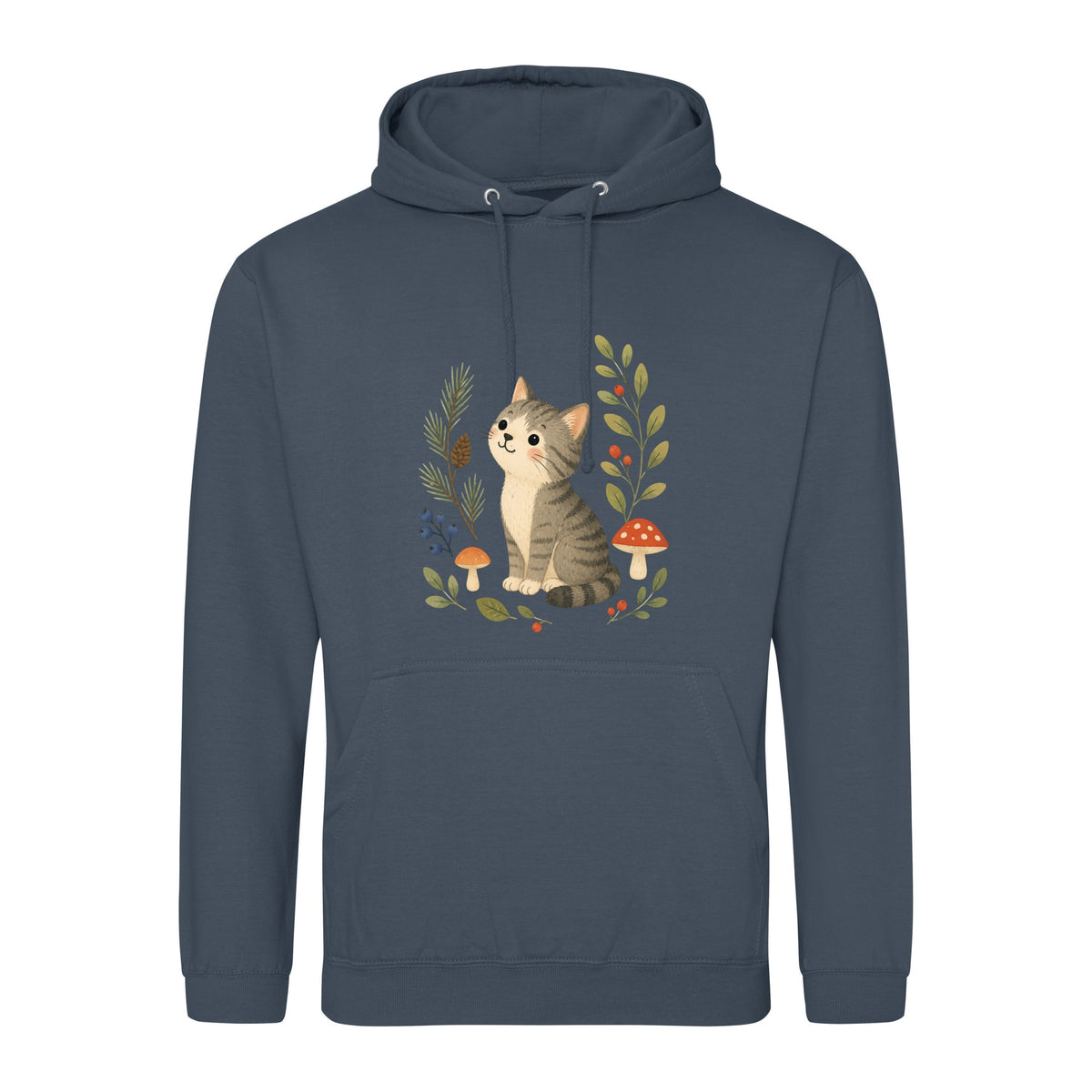 Kitten in the Pines Adult Hoodie - Once Upon a Woodland Airforce Blue colour variant image
