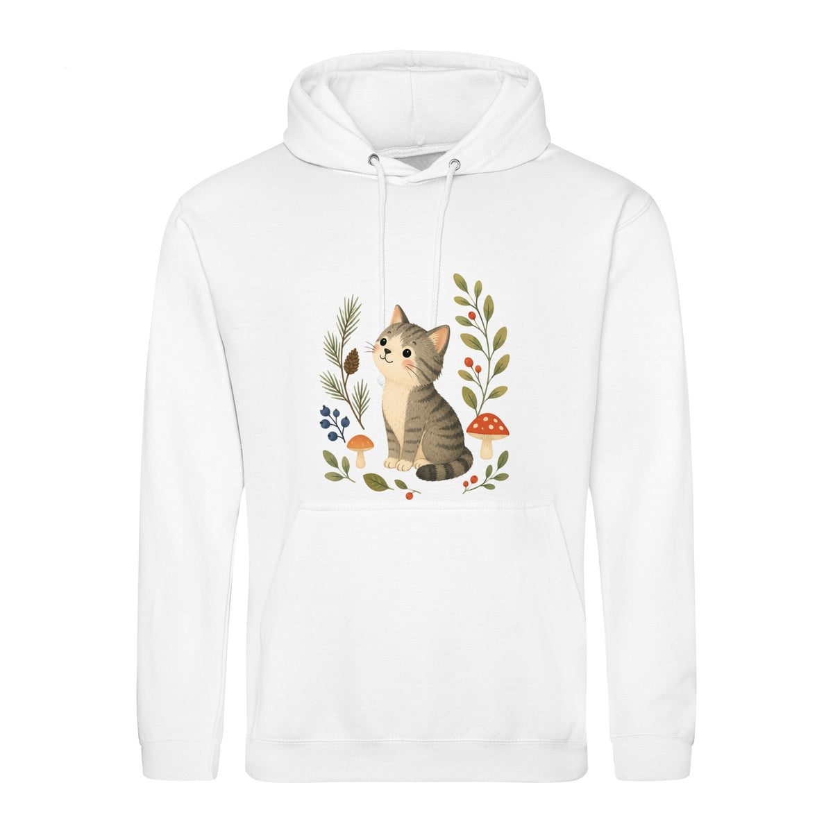 Kitten in the Pines Adult Hoodie - Once Upon a Woodland Arctic White colour variant image