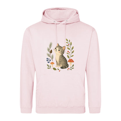 Kitten in the Pines Adult Hoodie - Once Upon a Woodland Baby Pink colour variant image
