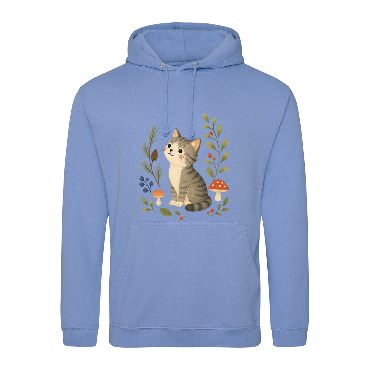 Kitten in the Pines Adult Hoodie - Once Upon a Woodland Cornflower Blue colour variant image