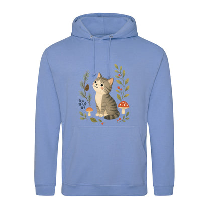 Kitten in the Pines Adult Hoodie - Once Upon a Woodland Cornflower Blue colour variant image