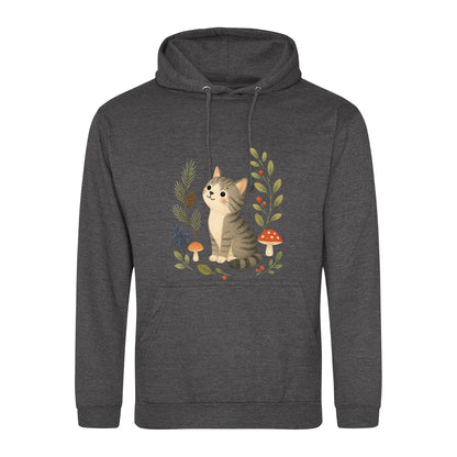Kitten in the Pines Adult Hoodie - Once Upon a Woodland Charcoal colour variant image