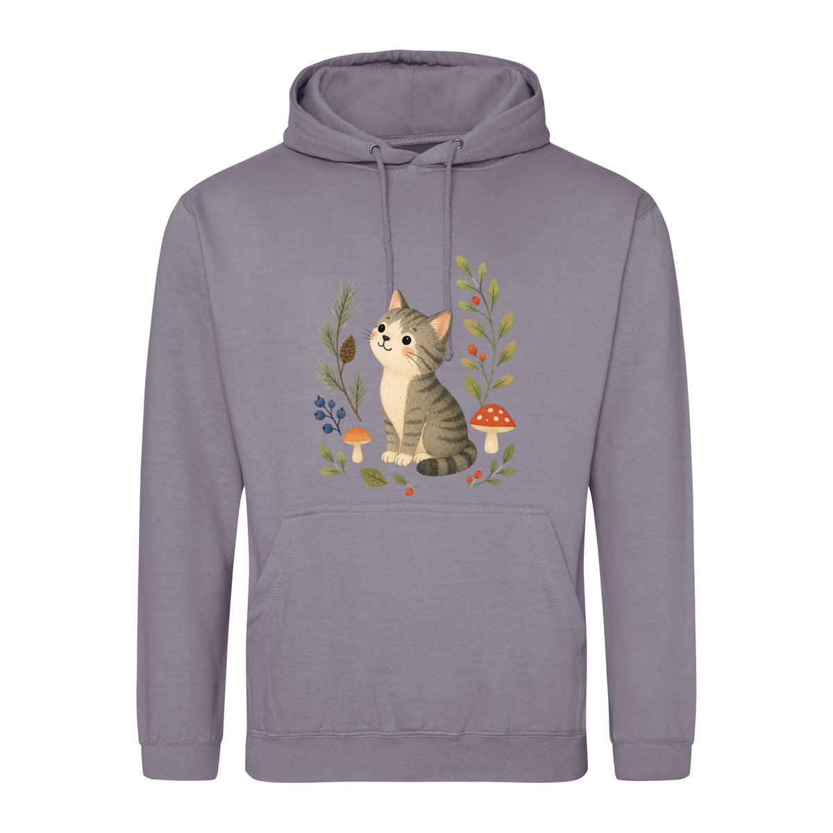 Kitten in the Pines Adult Hoodie - Once Upon a Woodland Dusty Lilac colour variant image
