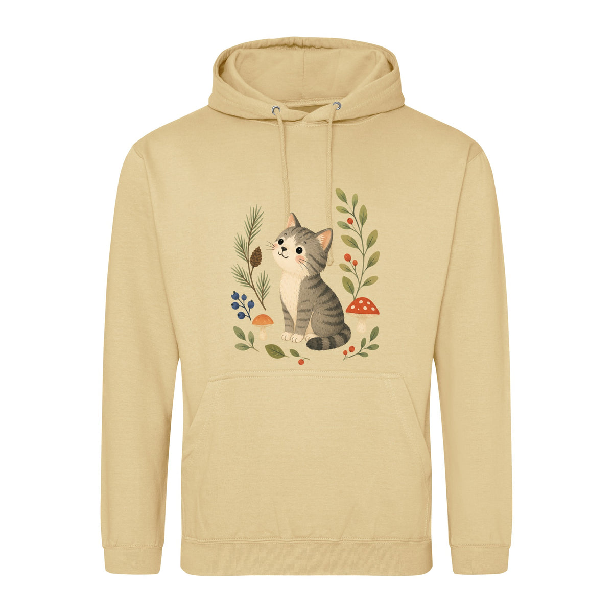 Kitten in the Pines Adult Hoodie - Once Upon a Woodland Desert Sand colour variant image
