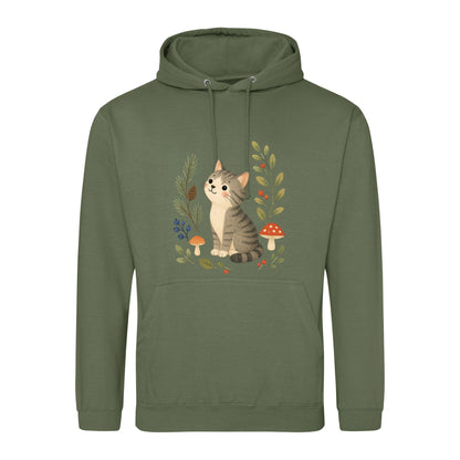 Kitten in the Pines Adult Hoodie - Once Upon a Woodland Earthy Green colour variant image