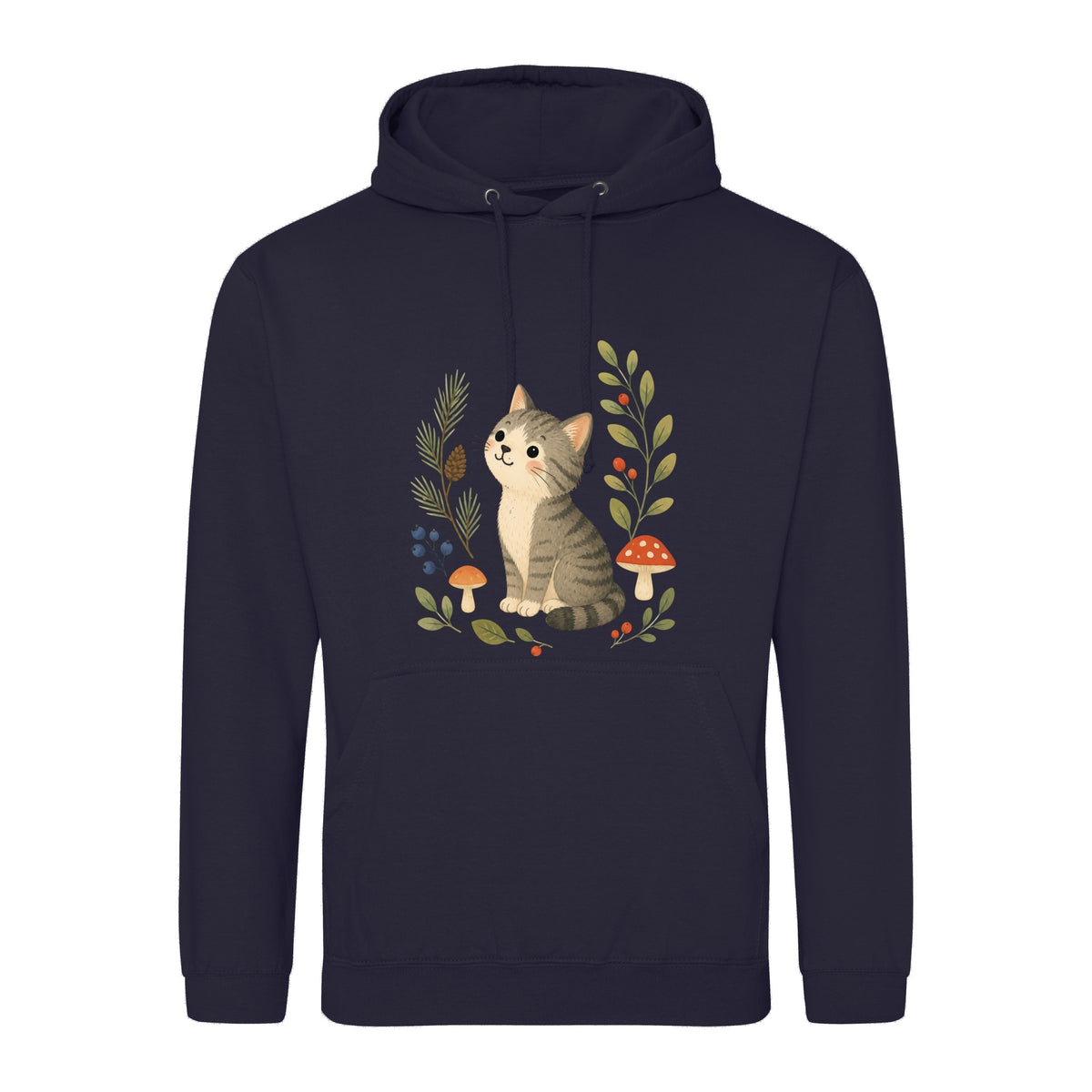Kitten in the Pines Adult Hoodie - Once Upon a Woodland French Navy colour variant image