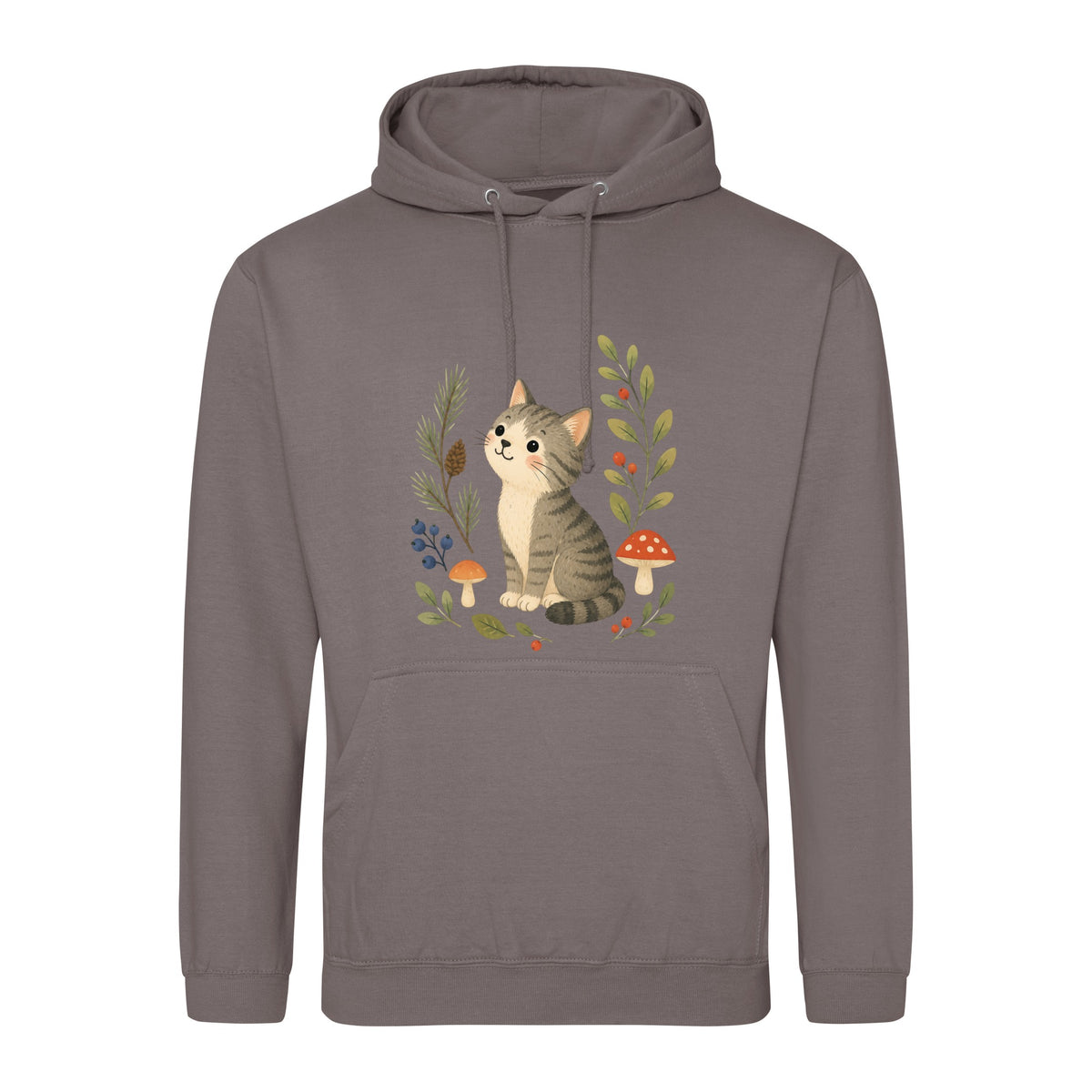 Kitten in the Pines Adult Hoodie - Once Upon a Woodland Mocha Brown colour variant image