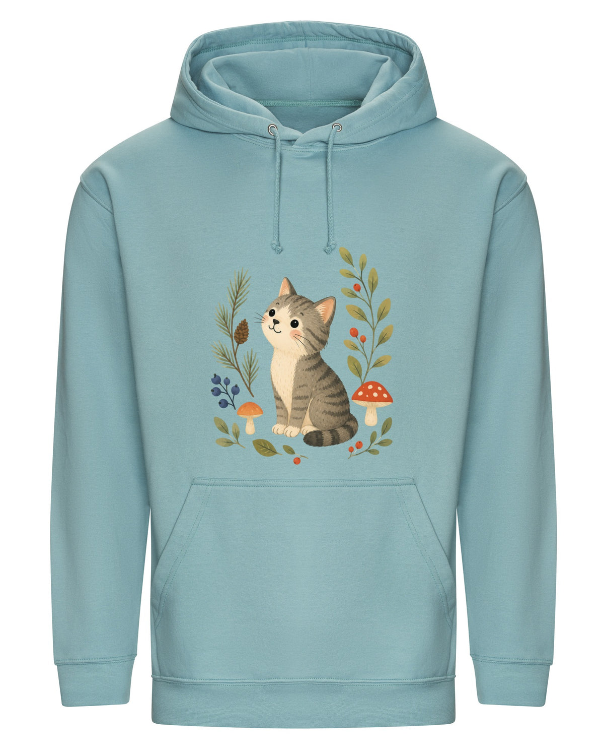 Kitten in the Pines Adult Hoodie - Once Upon a Woodland Seafoam colour variant image