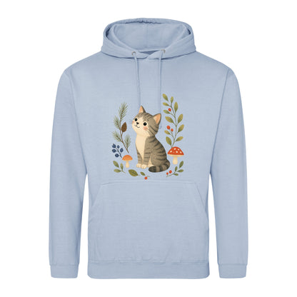 Kitten in the Pines Adult Hoodie - Once Upon a Woodland Sky Blue colour variant image