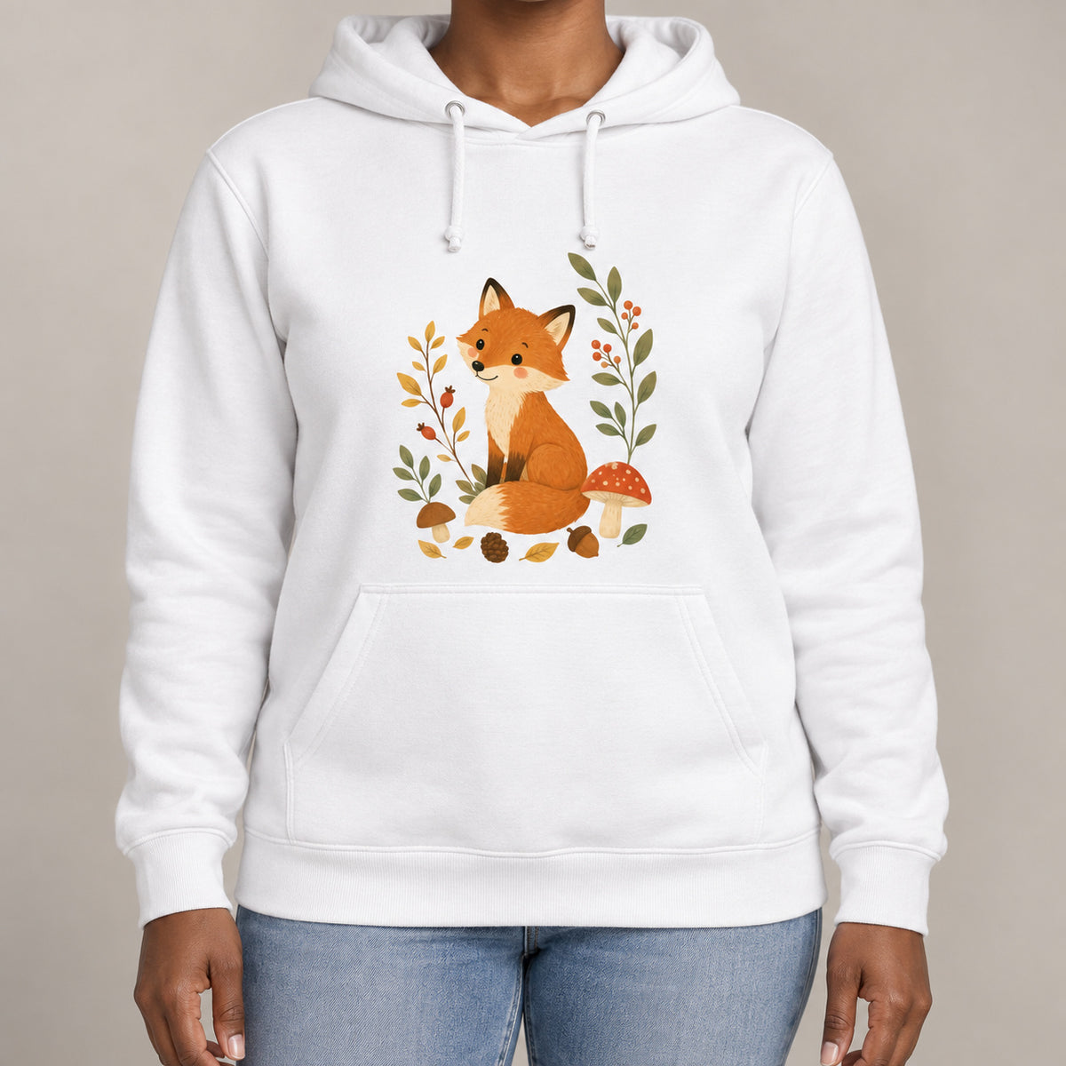 Fox Among the Toadstools Adult Hoodie - Once Upon a Woodland lead image