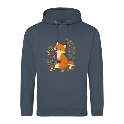 Fox Among the Toadstools Adult Hoodie - Once Upon a Woodland Airforce Blue colour variant image
