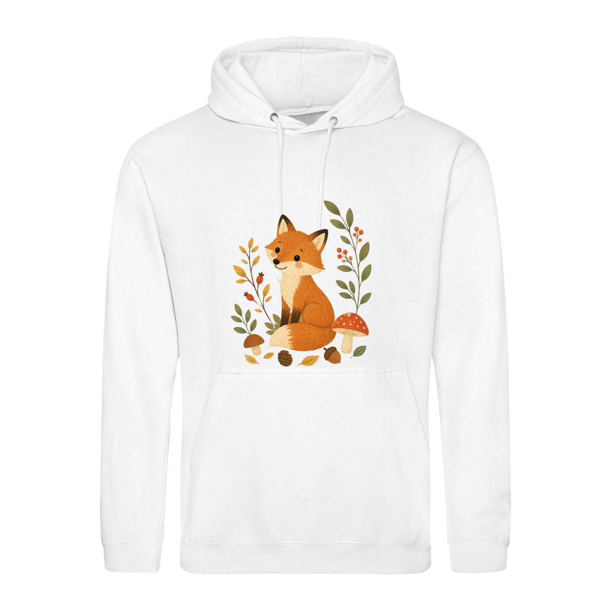 Fox Among the Toadstools Adult Hoodie - Once Upon a Woodland Arctic White colour variant image