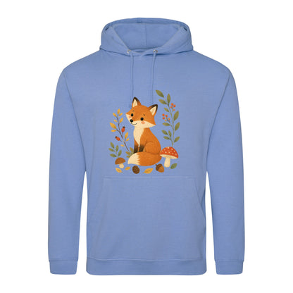 Fox Among the Toadstools Adult Hoodie - Once Upon a Woodland Cornflower Blue colour variant image
