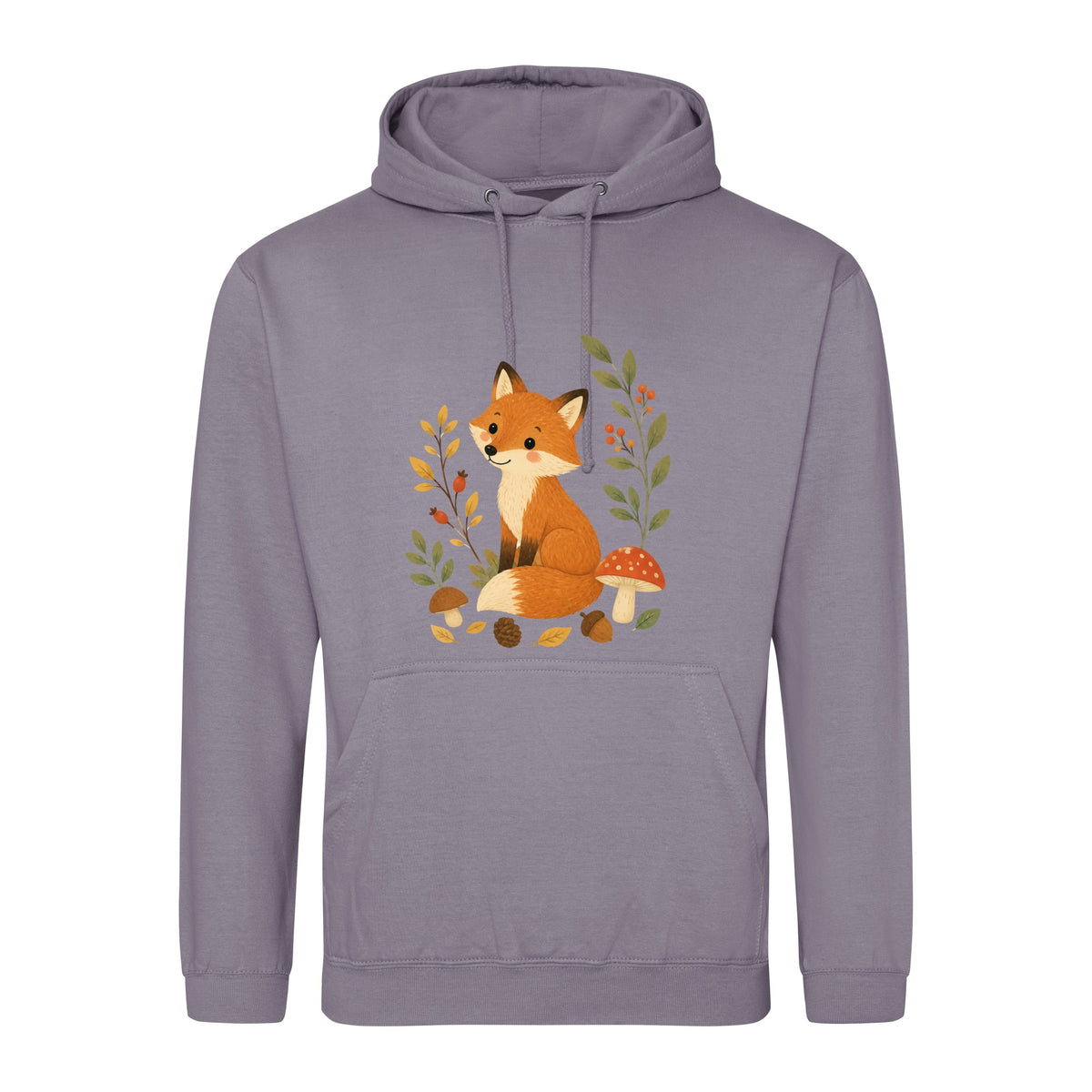 Fox Among the Toadstools Adult Hoodie - Once Upon a Woodland Dusty Lilac colour variant image