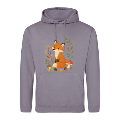 Fox Among the Toadstools Adult Hoodie - Once Upon a Woodland Dusty Lilac colour variant image