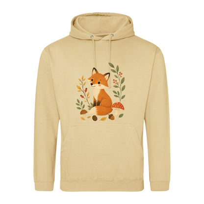 Fox Among the Toadstools Adult Hoodie - Once Upon a Woodland Desert Sand colour variant image