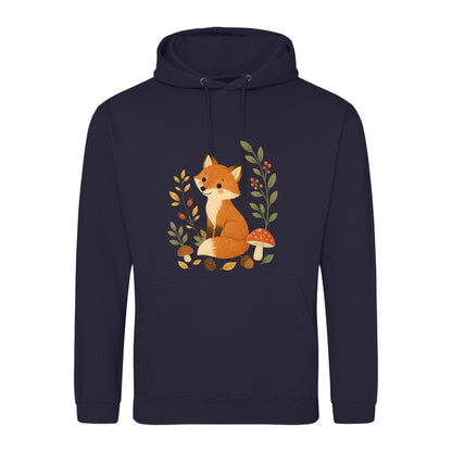 Fox Among the Toadstools Adult Hoodie - Once Upon a Woodland French Navy colour variant image