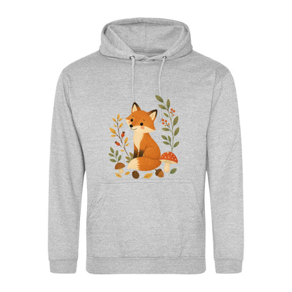 Fox Among the Toadstools Adult Hoodie - Once Upon a Woodland Heather Grey colour variant image