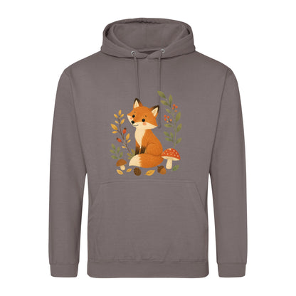 Fox Among the Toadstools Adult Hoodie - Once Upon a Woodland Mocha Brown colour variant image