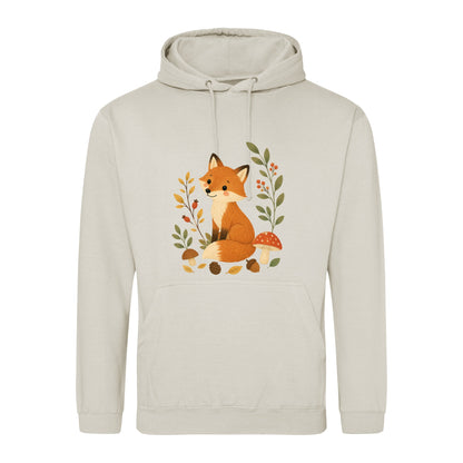 Fox Among the Toadstools Adult Hoodie - Once Upon a Woodland Natural Stone colour variant image