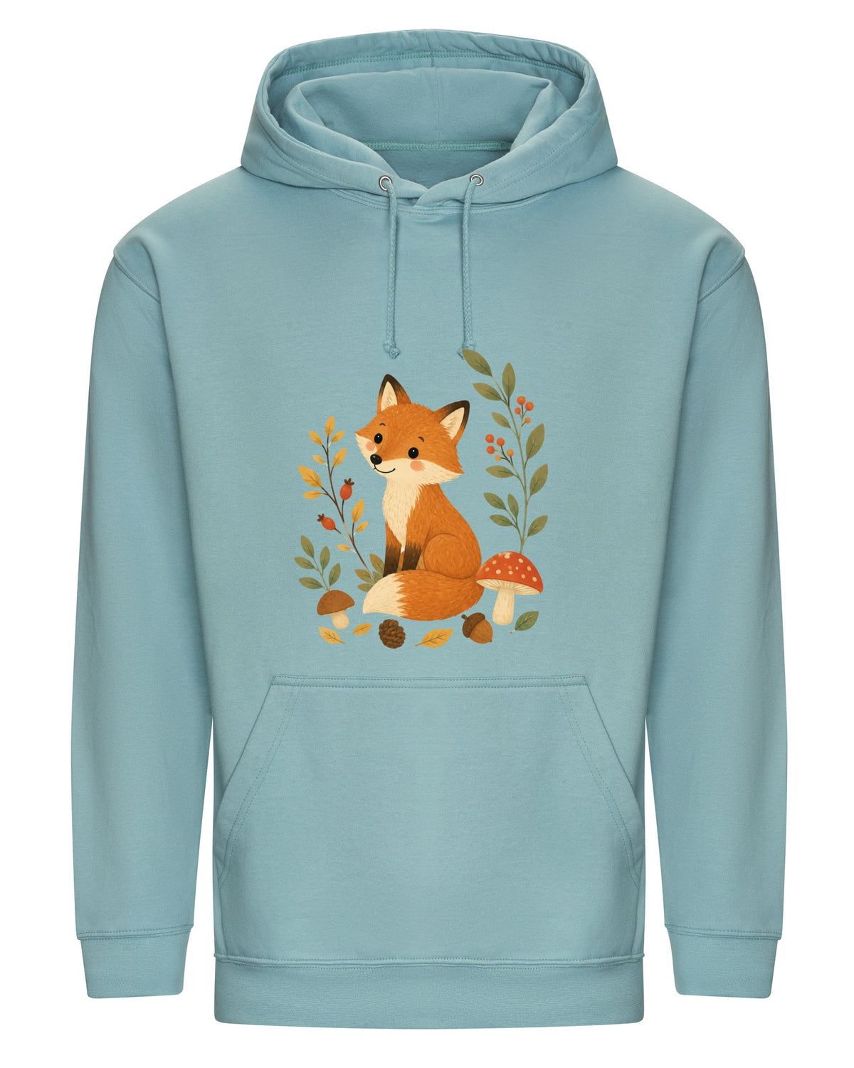 Fox Among the Toadstools Adult Hoodie - Once Upon a Woodland Seafoam colour variant image