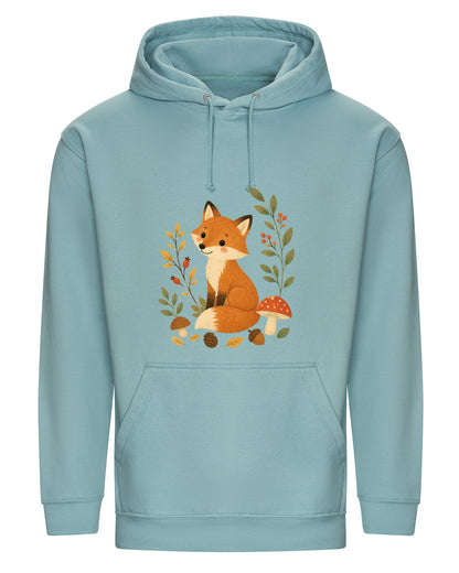 Fox Among the Toadstools Adult Hoodie - Once Upon a Woodland Seafoam colour variant image