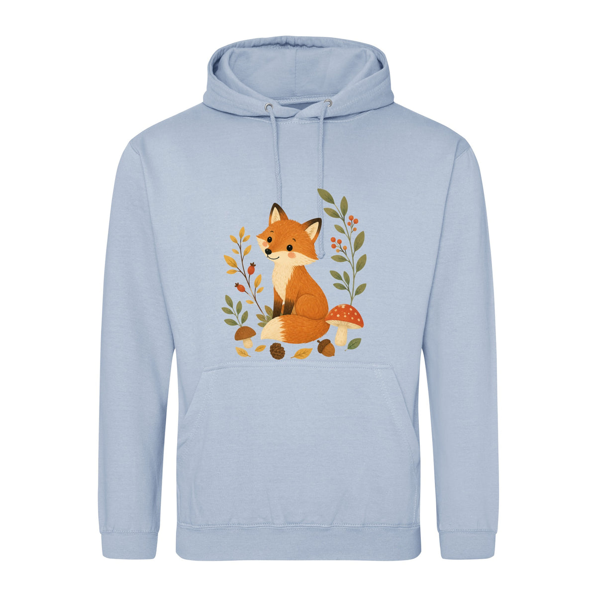 Fox Among the Toadstools Adult Hoodie - Once Upon a Woodland Sky Blue colour variant image