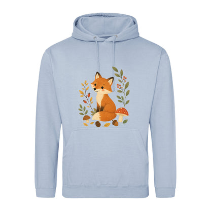 Fox Among the Toadstools Adult Hoodie - Once Upon a Woodland Sky Blue colour variant image